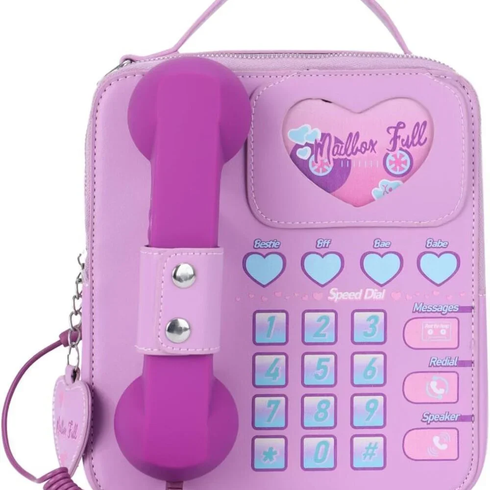 Women Leather Telephone Bag Crossbody Purse Shoulder Handbag with Music
